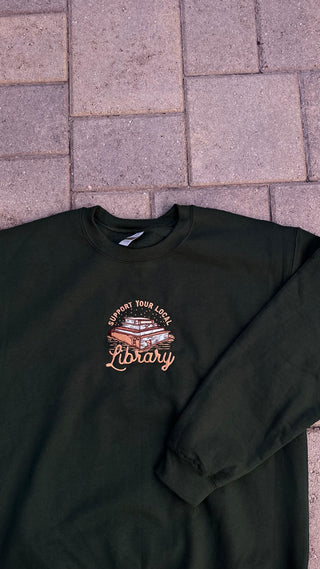 Support Your Local Library Embroidered Crewneck PREORDER