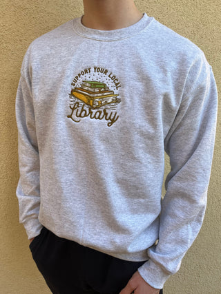Support Your Local Library Embroidered Crewneck PREORDER